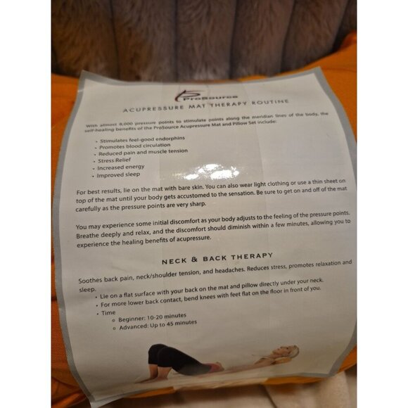 ProsourceFit Acupressure Mat &‎ Pillow: Back/Neck Pain Relief, Relaxation - Picture 2 of 3